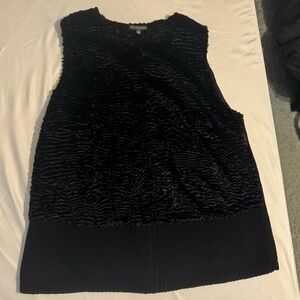 Adrianna Papell Black Vest with Faux Fur Texture